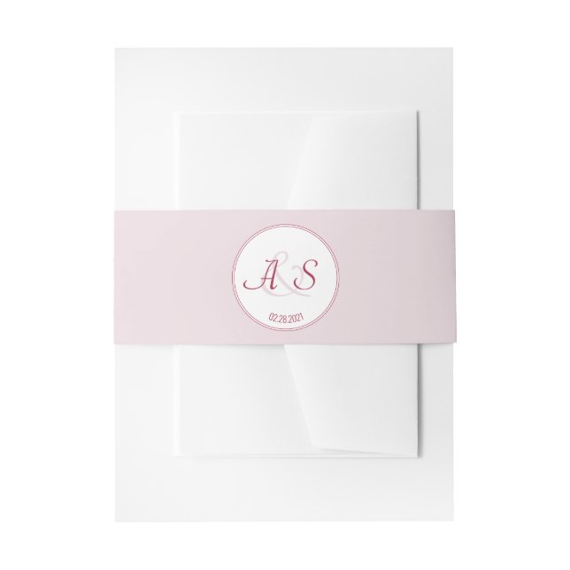 Minimalistische Anfangsdatum Pastel Rote Hochzeit Einladungsbanderole (Vorderseite Beispiel)