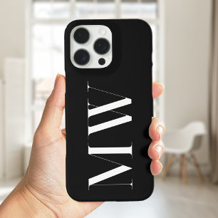 Minimalistische Anfangsmonogramm Schwarz/Weiß iPhone 16 Pro Max Hülle