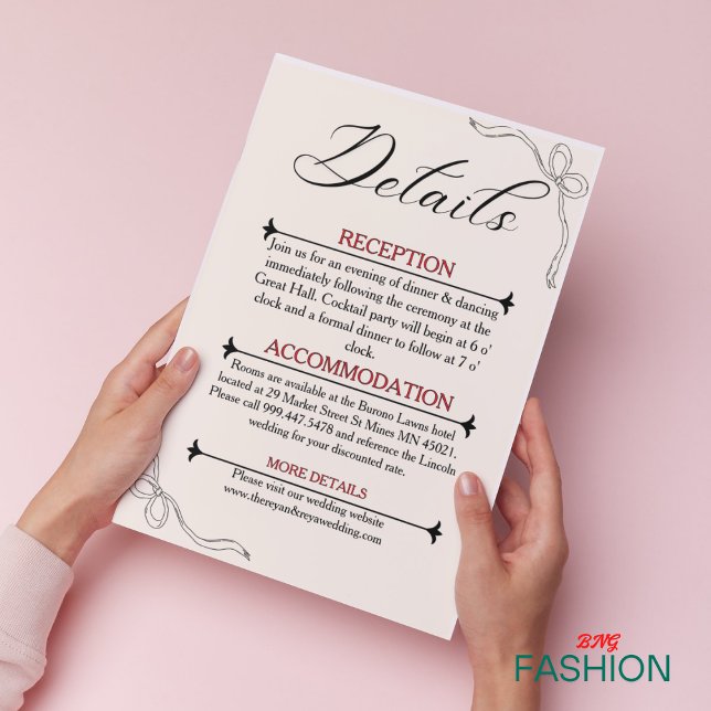 Minimalistische Angaben zur Hochzeit Begleitkarte (#ordernow)