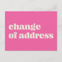 Minimalistische Ankündigung in Hot-Pink: Adressänd