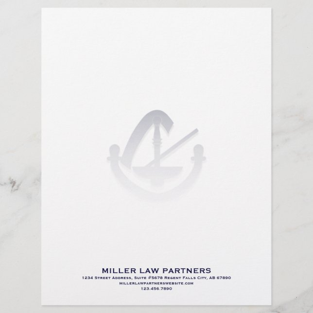 Minimalistische Anwaltskanzlei Letterhead Navy Typ Briefbogen (Vorderseite)
