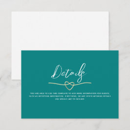 Minimalistische Aquamarine Hochzeitdetails Begleitkarte