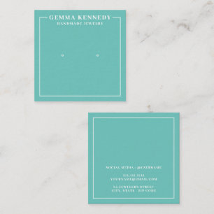 Minimalistische Aquamarine und weiße Ohrenkarte Quadratische Visitenkarte