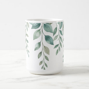 Minimalistische Aquarell-Eukalyptus-Kaskaden-Monog Kaffeetasse
