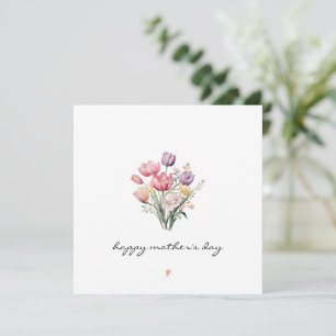MINIMALISTISCHE Aquarell-Tulpen-Muttertags-Karte Feiertagskarte