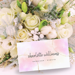 Minimalistische Aquarellfarbe Rosa und goldweiß Visitenkarte