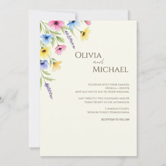 Minimalistische Aquarellfarben-Wildblume Einladung