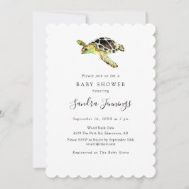 Minimalistische Aquarellmeerschildkrötendusche Einladung