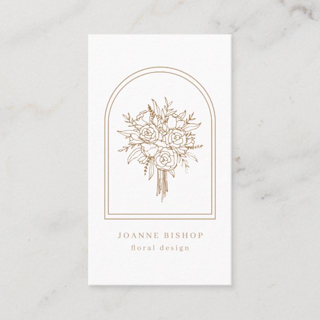 Minimalistische Arche & Line Blume Brown Florist Visitenkarte (Vorderseite)