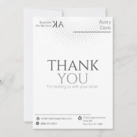 Minimalistische Architekten-Dankeskarten Schwarz &