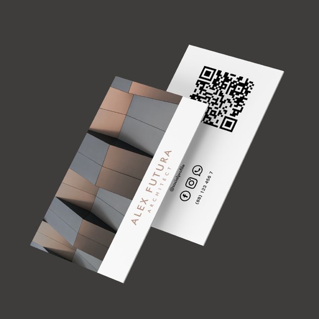 Minimalistische Architektur Visitenkarte (Minimalist Elegant Architect Construction QR Code Business Card
)