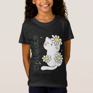 Minimalistische Ästhetik Hallo Frühling Katze & Gä T-Shirt