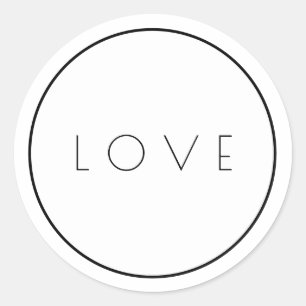 Minimalistische Aufkleber mit weißer Liebe, mit Ra