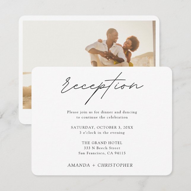 Minimalistische Aufnahmekarte für die Hochzeit Begleitkarte (Vorne/Hinten)
