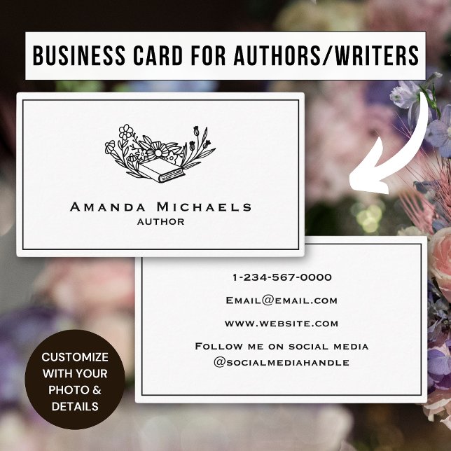 Minimalistische Author Book Writer Business Card Visitenkarte (Von Creator hochgeladen)