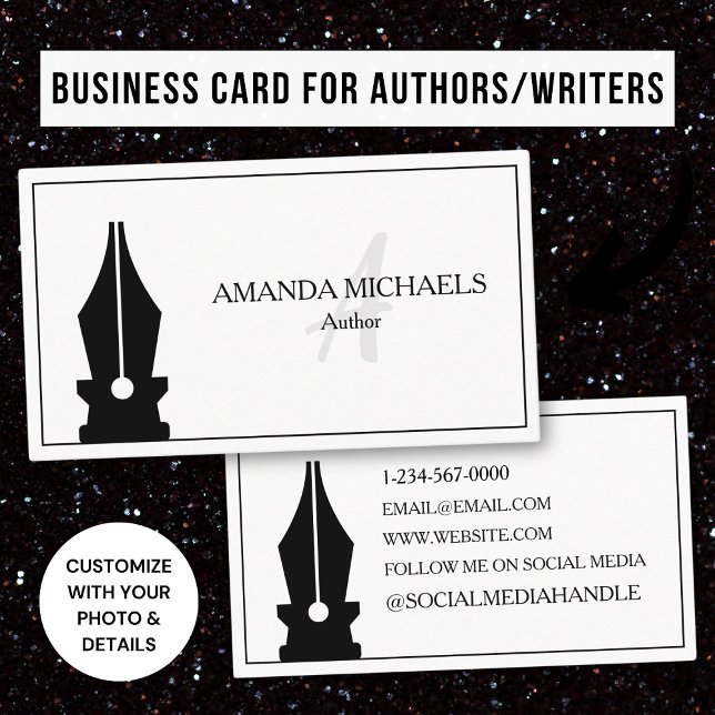 Minimalistische Author Writer Ink Pen Business Car Visitenkarte (Von Creator hochgeladen)