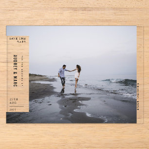Minimalistische Avantgarde-Foto-Hochzeit-Save-The- Acryleinladungen
