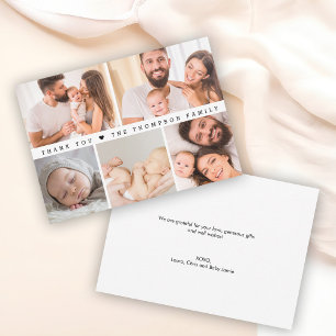 Minimalistische Baby-5-Foto-Collage Neugeborenenda Einladung