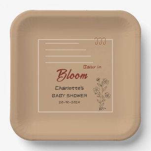 Minimalistische Baby-Blumen-Babyparty Pappteller