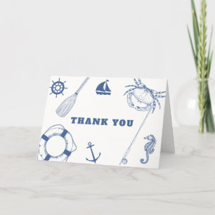 Minimalistische Baby-Dusche für Fischerboote Dankeskarte