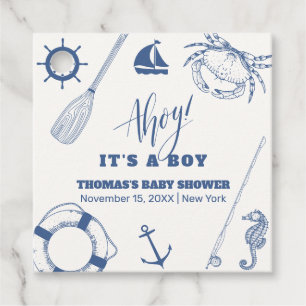 Minimalistische Baby-Dusche für Fischerboote Geschenkanhänger