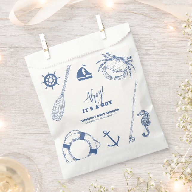 Minimalistische Baby-Dusche für Fischerboote Geschenktütchen (Ausgeschnitten)