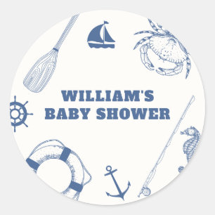 Minimalistische Baby-Dusche für Fischerboote Runder Aufkleber