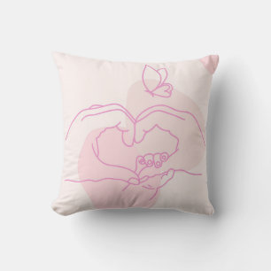 Minimalistische Baby Hands Line Art mit Butterfly Kissen