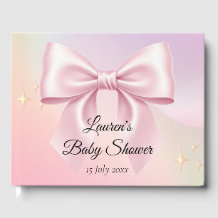 Minimalistische Baby-Party mit rosa Schleife Gästebuch