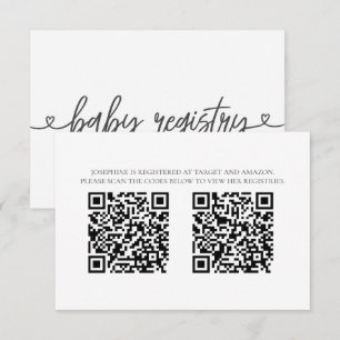Minimalistische Baby Shower-Geschenklistenkarte mi Begleitkarte