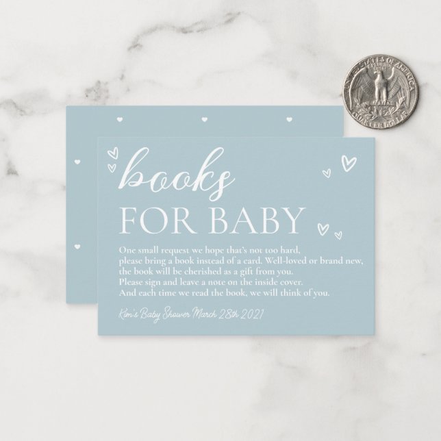 Minimalistische Babyduschbücher für Kinder Mitteilungskarte (Vorderseite/Rückseite Beispiel)