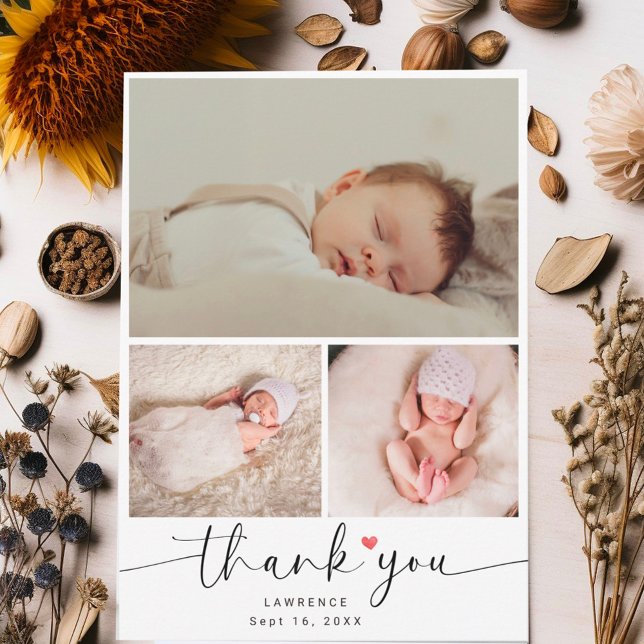 Minimalistische Babydusche 3 Foto Collage Vielen D Dankeskarte (Von Creator hochgeladen)