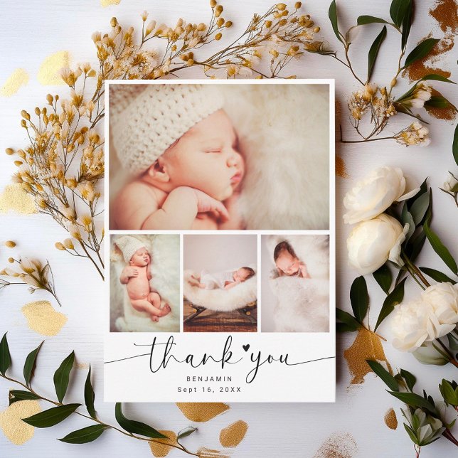 Minimalistische Babydusche 4 Foto Collage Vielen D Dankeskarte (Von Creator hochgeladen)