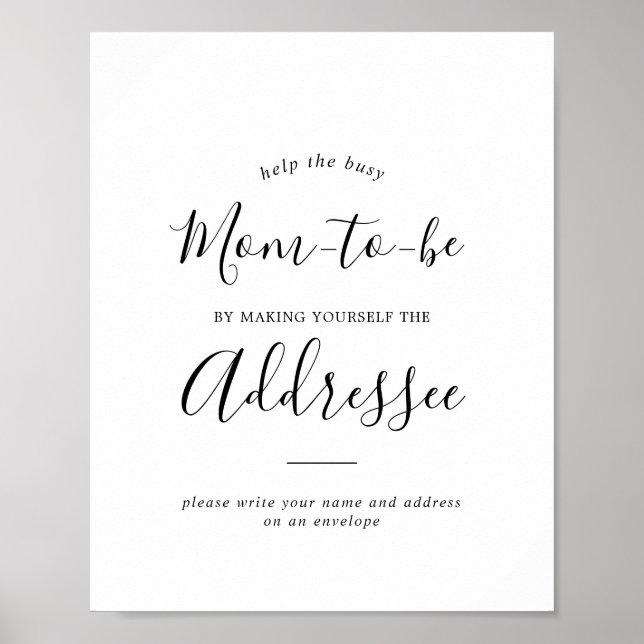 Minimalistische Babydusche-Adresse und Umschlag-Ze Poster (Vorne)