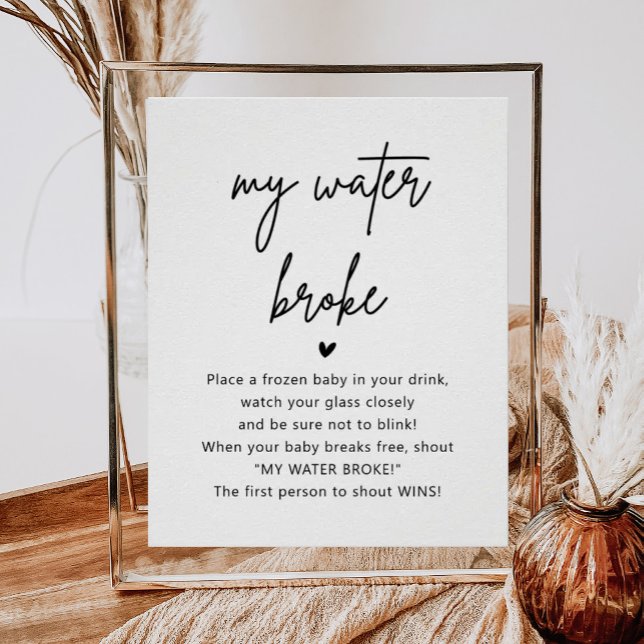Minimalistische Babydusche mein Wasser-Broke-Spiel Poster (Von Creator hochgeladen)