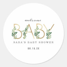 Minimalistische Babydusche mit botanischer Schrift