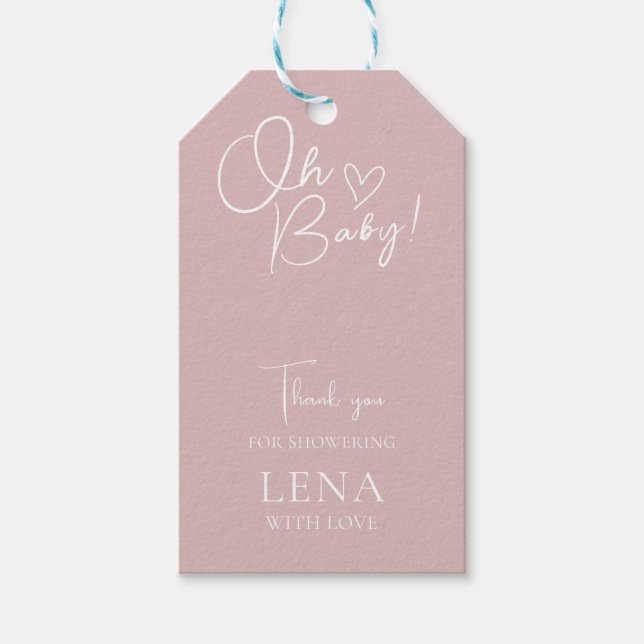Minimalistische Babydusche neutral Geschenkanhänger (Vorderseite)