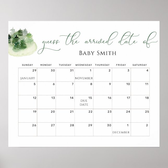 Minimalistische Babydusche Vermutung Fälligkeitsda Poster (Vorne)