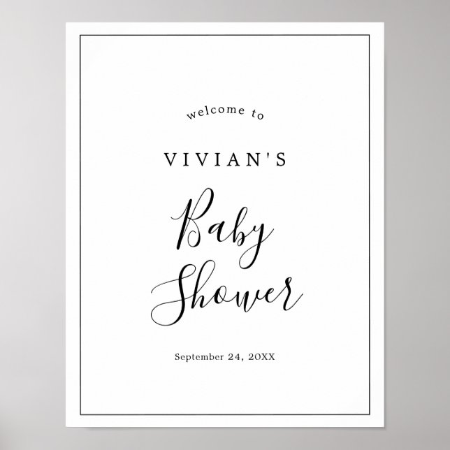 Minimalistische Babydusche Willkommen Poster (Vorne)