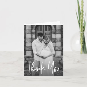 Minimalistische Babyparty-Fotos von werdenden Mütt Dankeskarte