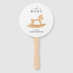 Minimalistische Babyparty mit Schaukelpferd Fächer