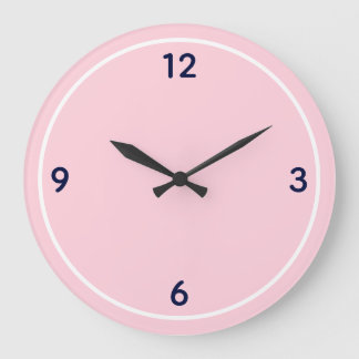Minimalistische Babyrosa und Marineblaue große Zah Wanduhr