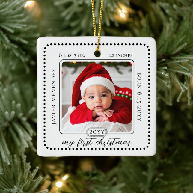 Minimalistische Babys Erstes Weihnachtsgeburtsheim Keramikornament (Baum)