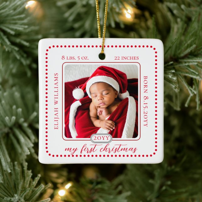 Minimalistische Babys Erstes Weihnachtsgeburtsheim Keramikornament (Baum)
