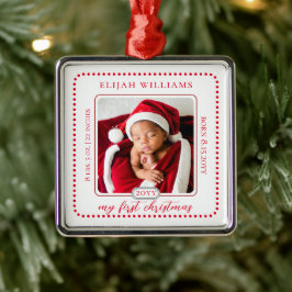 Minimalistische Babys Erstes Weihnachtsgeburtsheim Ornament Aus Metall