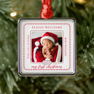 Minimalistische Babys Erstes Weihnachtsgeburtsheim Ornament Aus Metall
