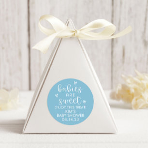 Minimalistische Babys sind süße Babydusche blau Runder Aufkleber