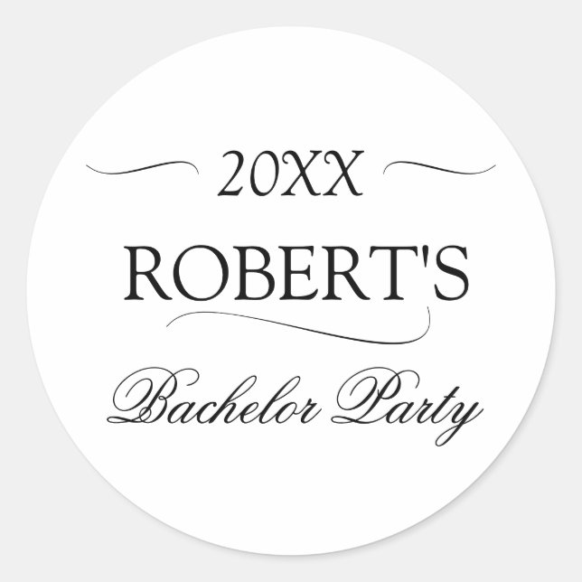 Minimalistische Bachelor-Partei Runder Aufkleber (Vorderseite)