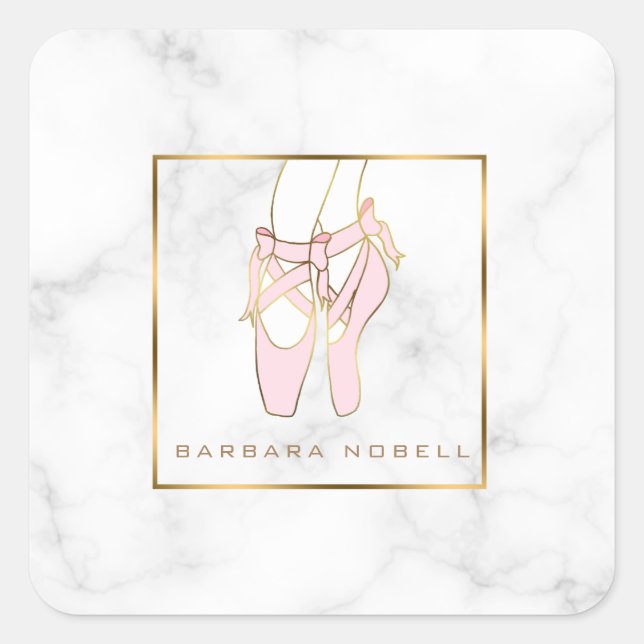 Minimalistische Ballerina Marbella Ballet Slippers Quadratischer Aufkleber (Vorderseite)