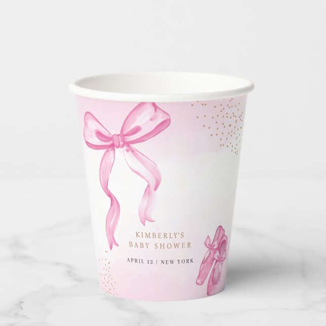 Minimalistische Ballerina Shoes Bow Baby Dusche Pappbecher (Vorderseite)